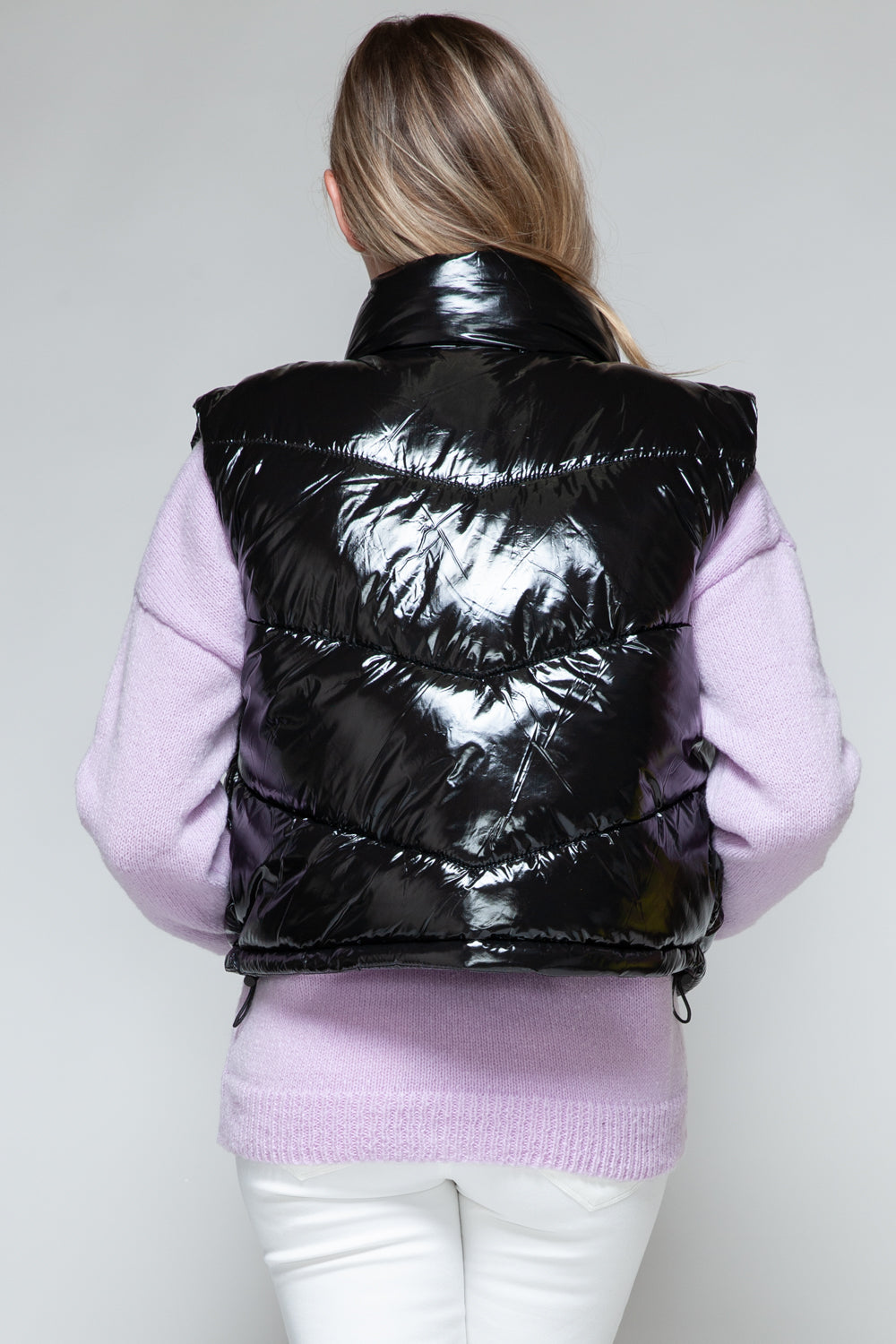 Black Shiny Quilted Vest