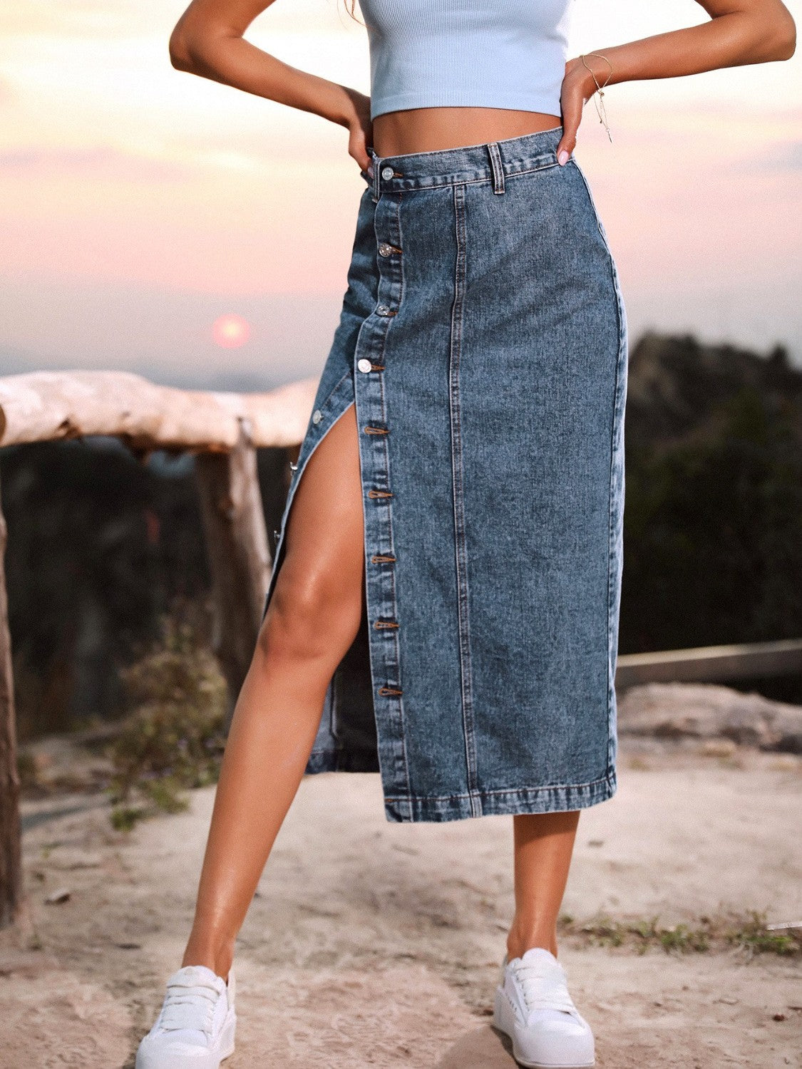 Trendsetter Denim Maxi Skirt