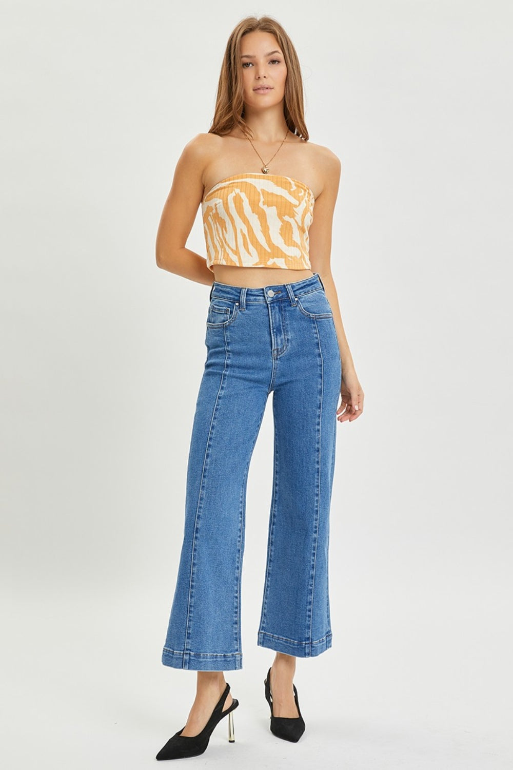 Risen Middle Seam Wide Leg Jeans