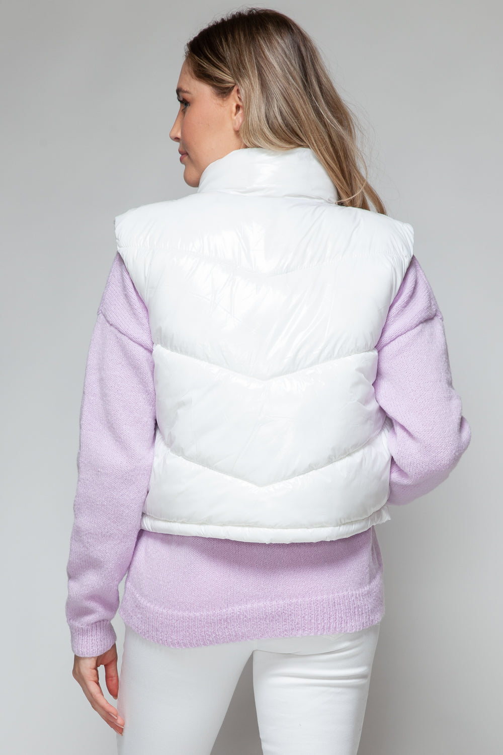 Zip Up Shiny Quilted Vest