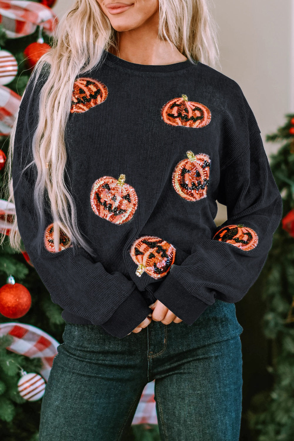 Sequin Pumpkin Sweatshirt