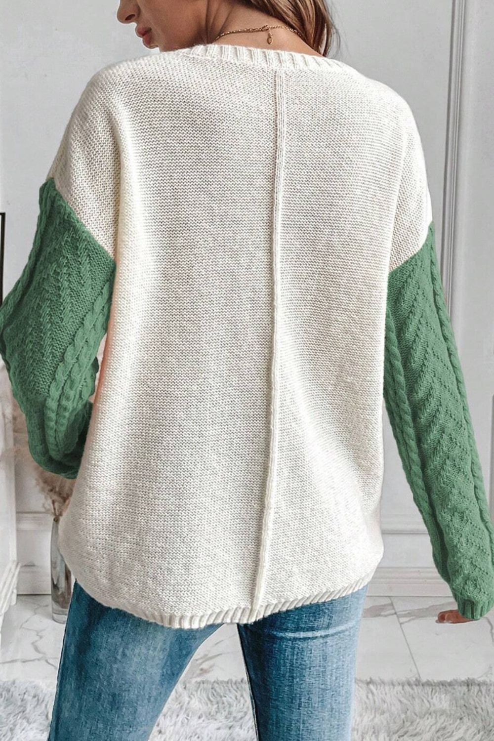Pocketed Color Block Sweater