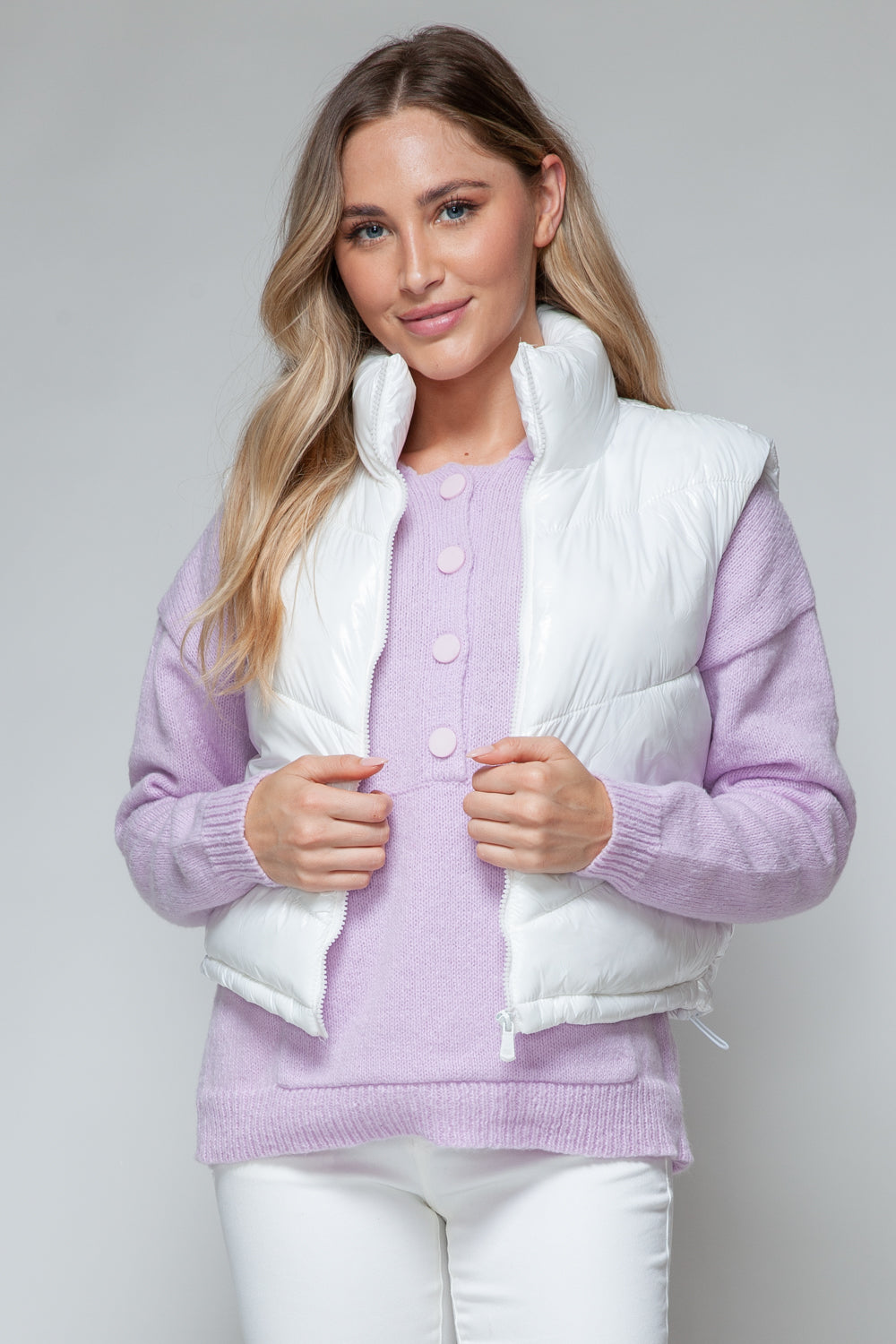 Zip Up Shiny Quilted Vest