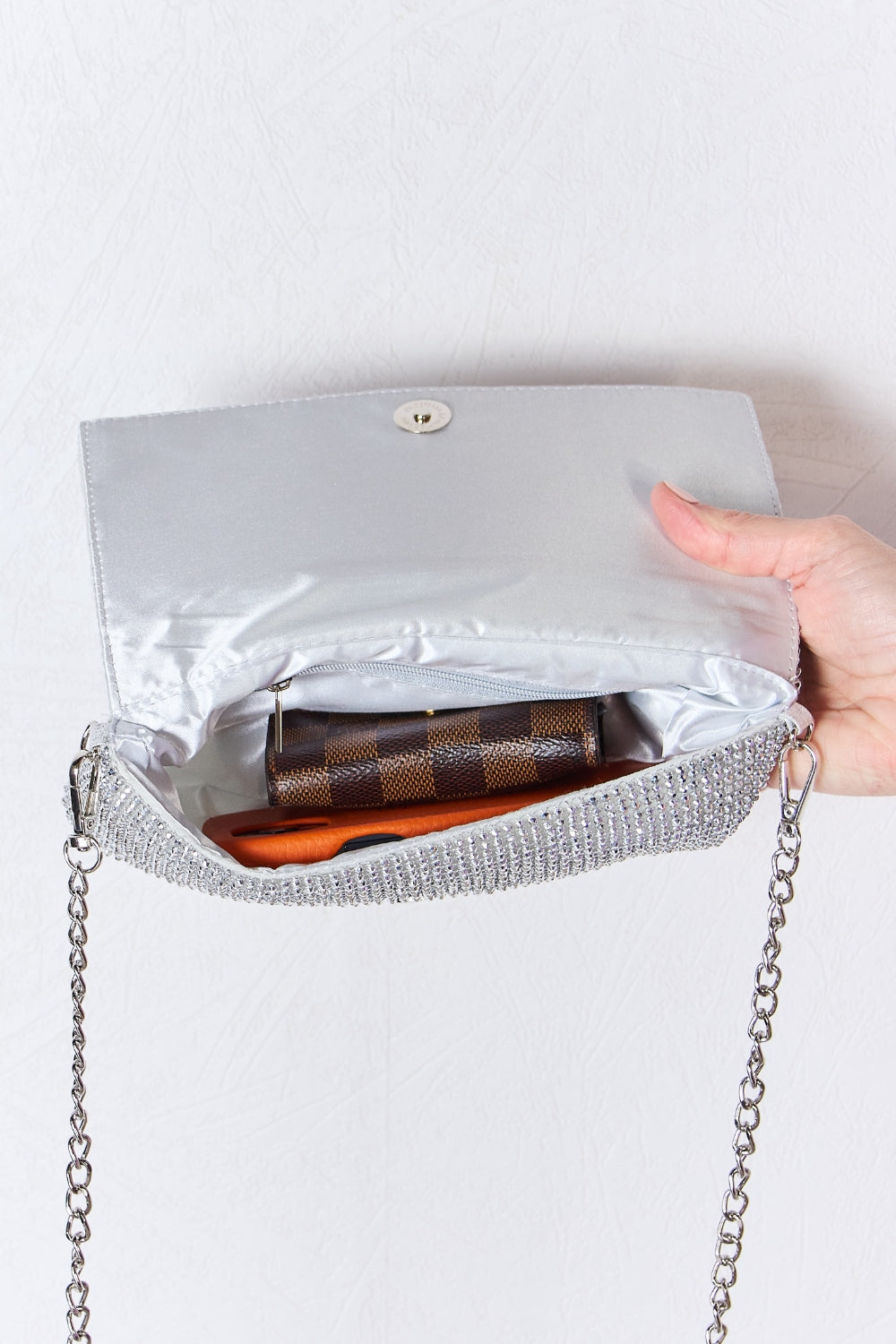 Chain Me Up Rhinestone Crossbody Bag