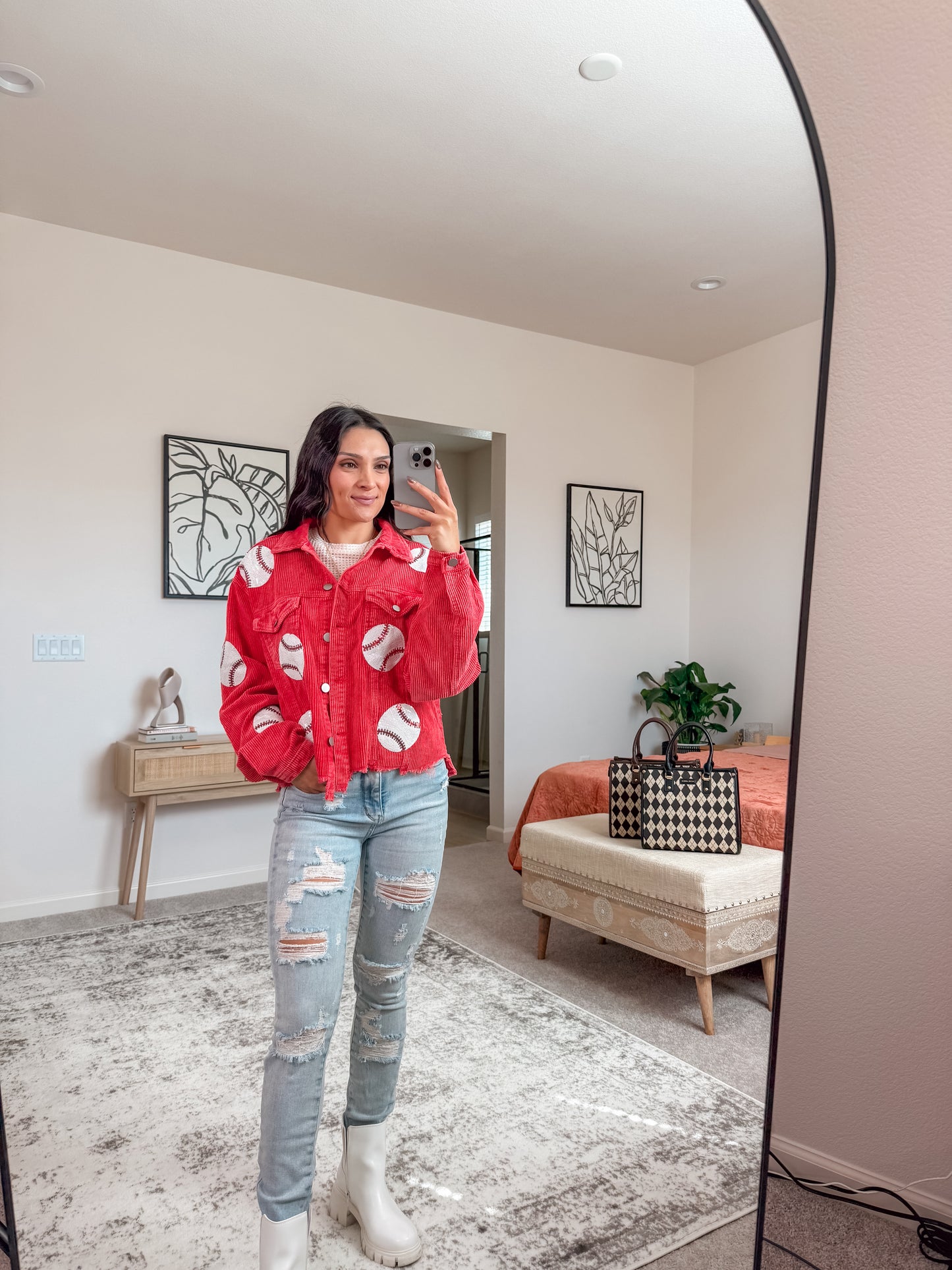 Baseball Sequin Corduroy Jacket