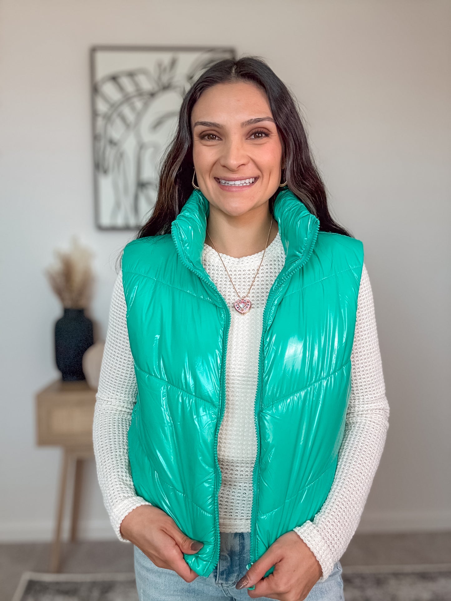 Teal Shiny Quilted Vest