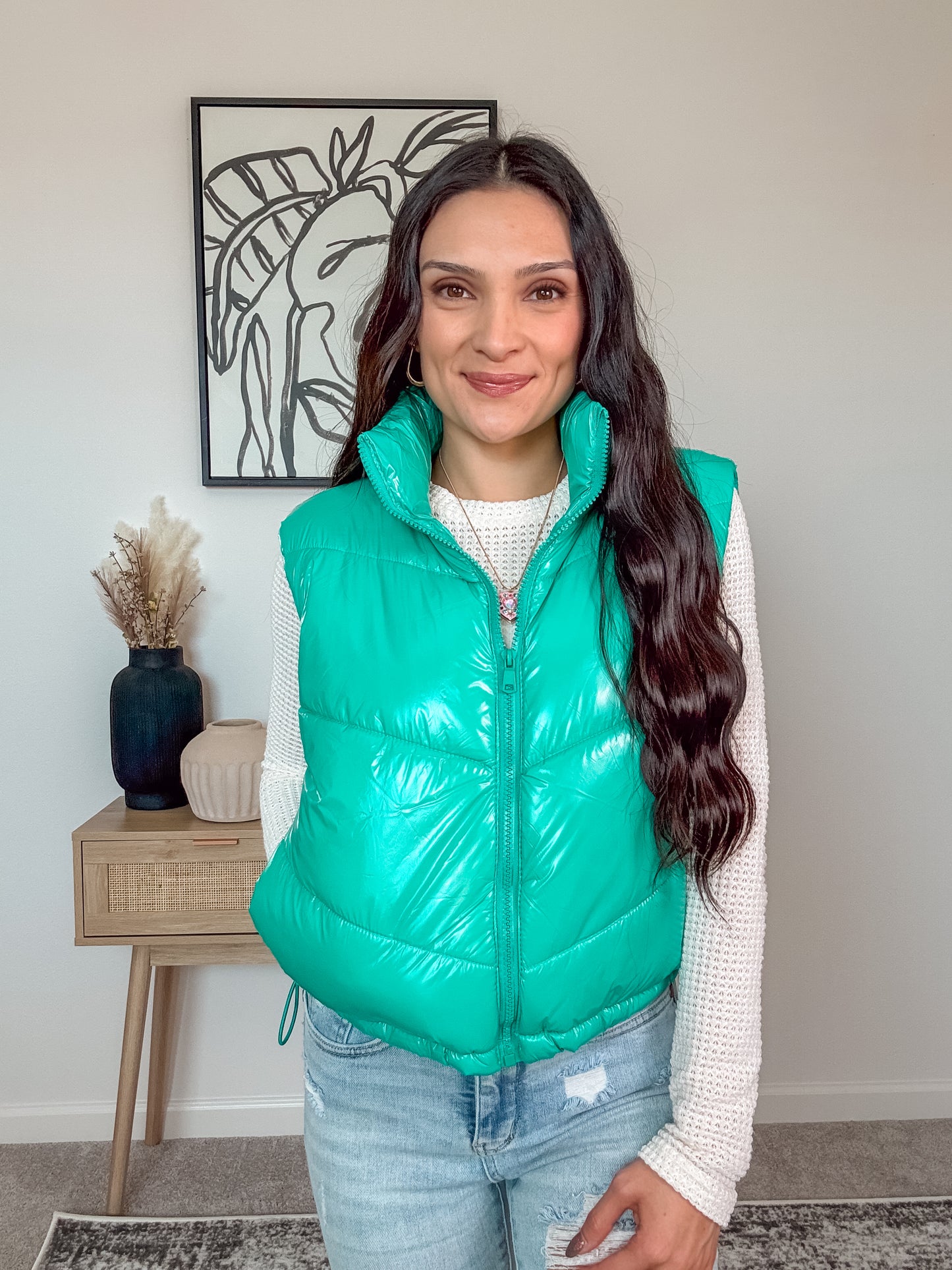 Teal Shiny Quilted Vest