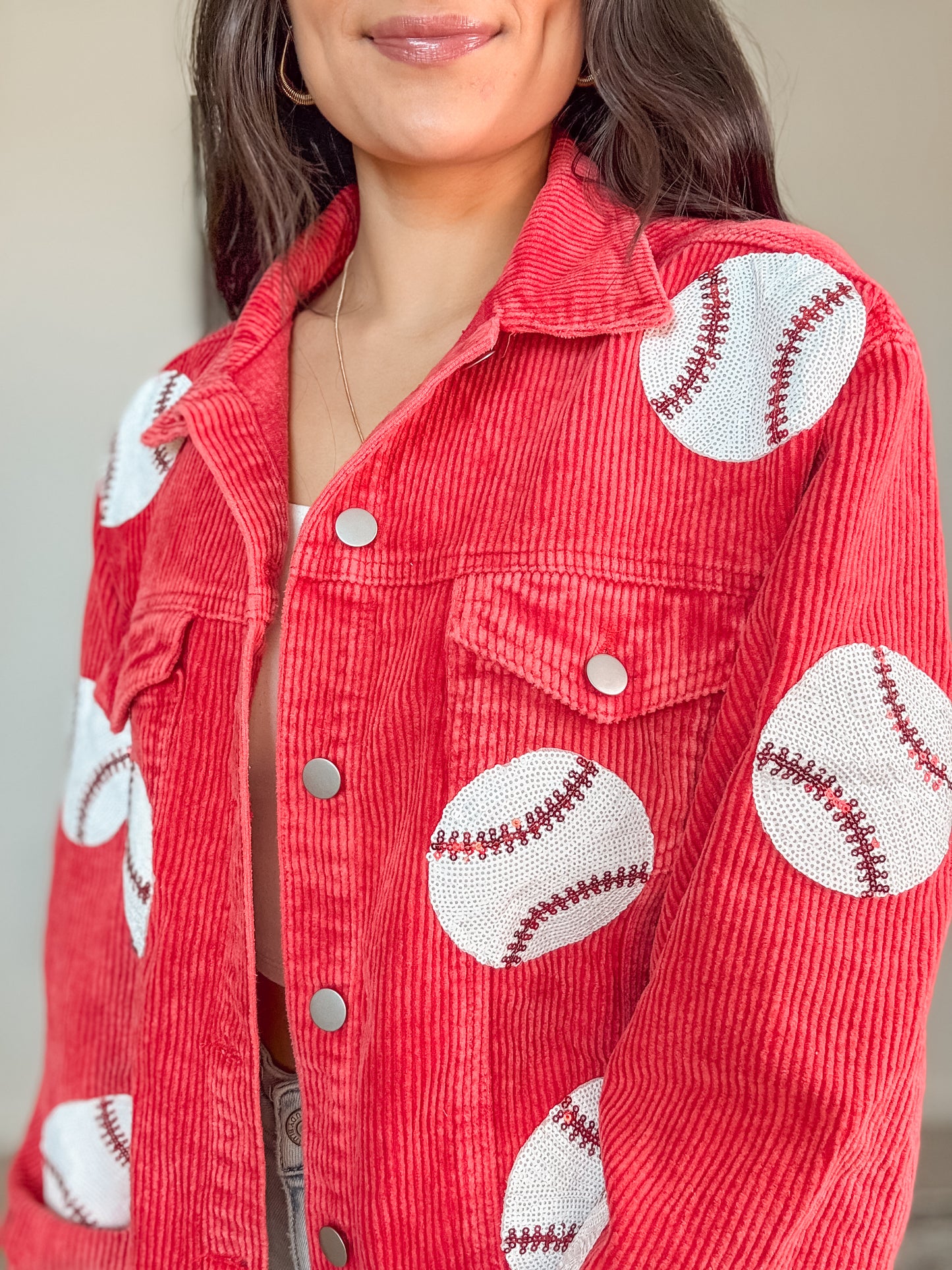 Baseball Sequin Corduroy Jacket