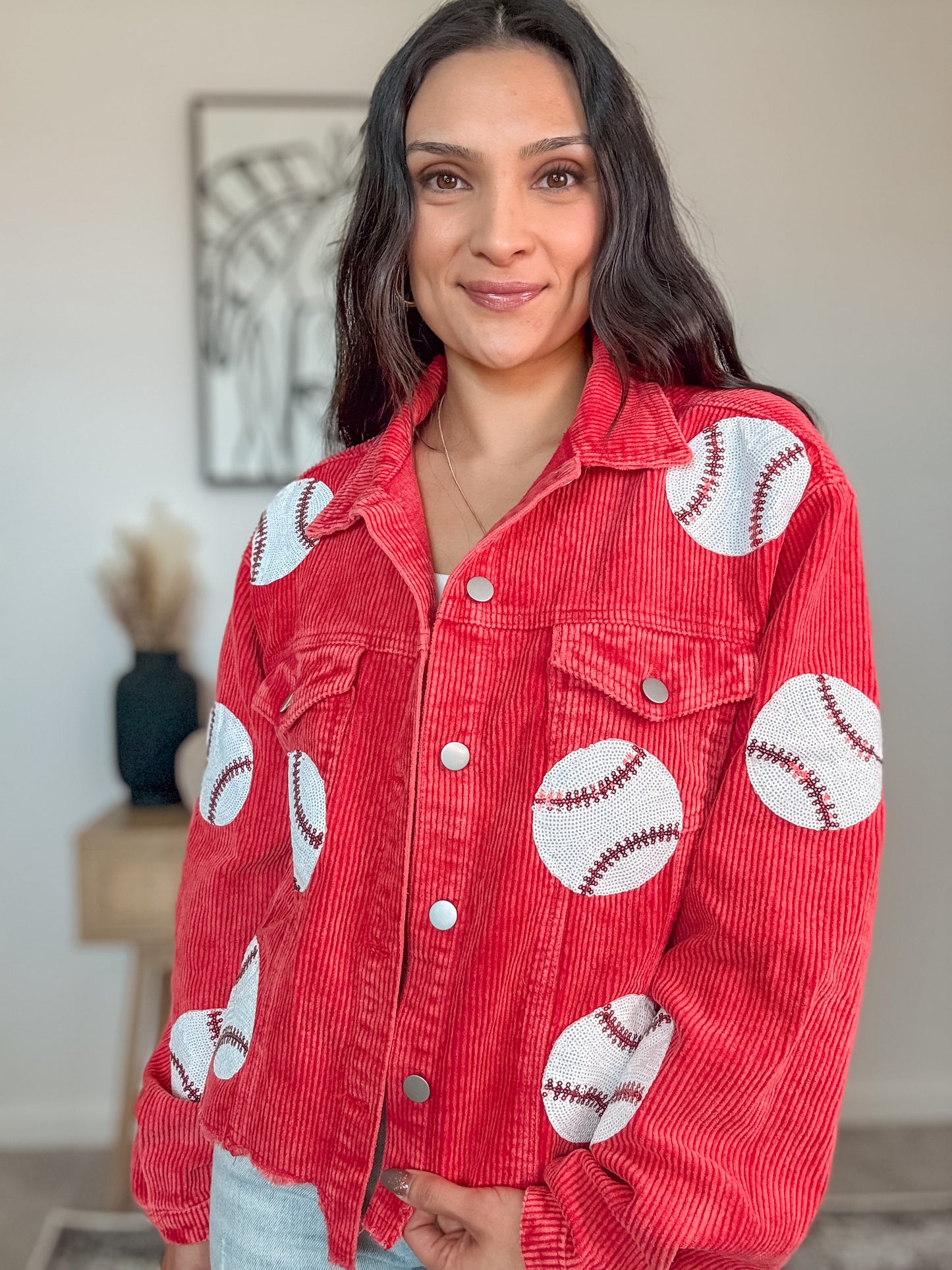Baseball Sequin Corduroy Jacket