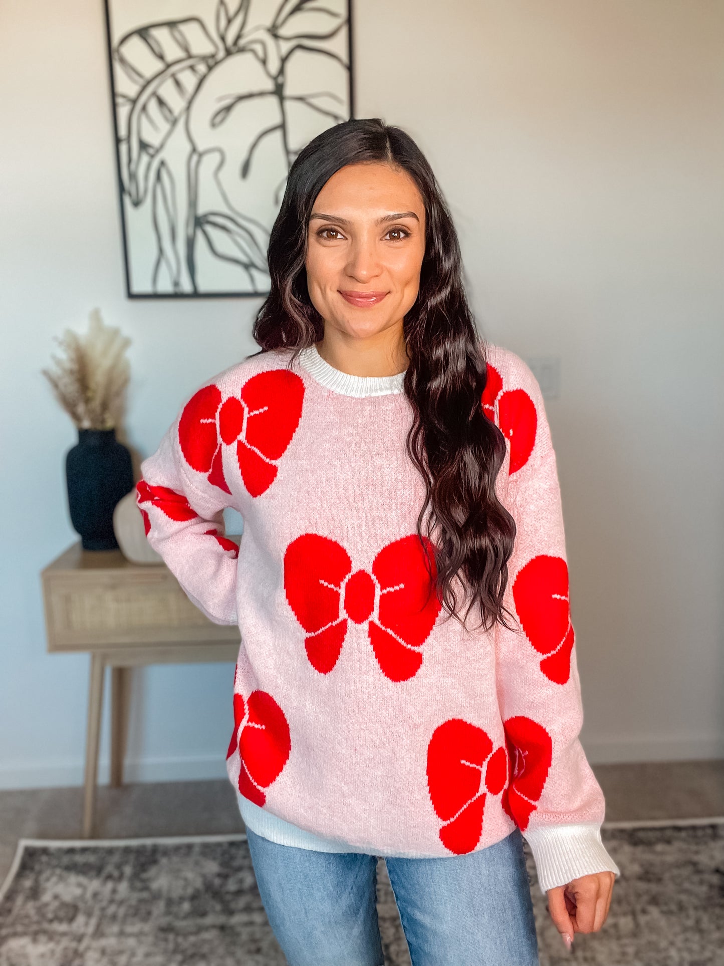 Hello Bow Pattern Sweater