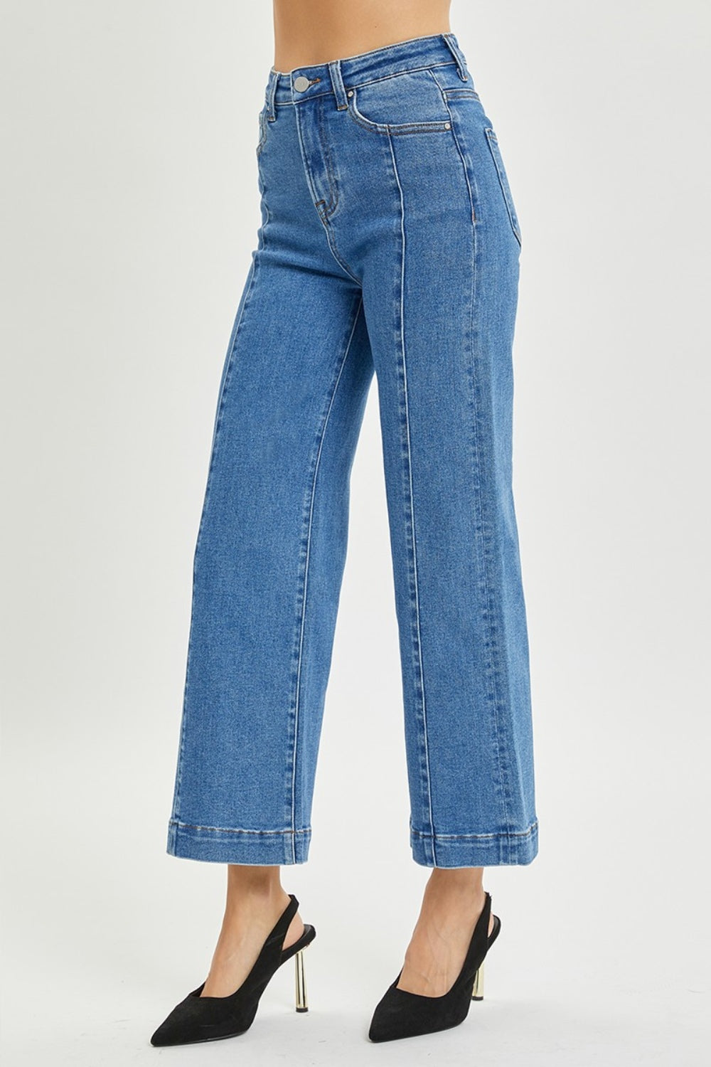 Risen Middle Seam Wide Leg Jeans