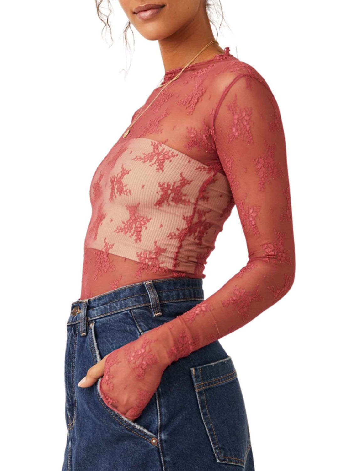 Mesh Lace Layering Top