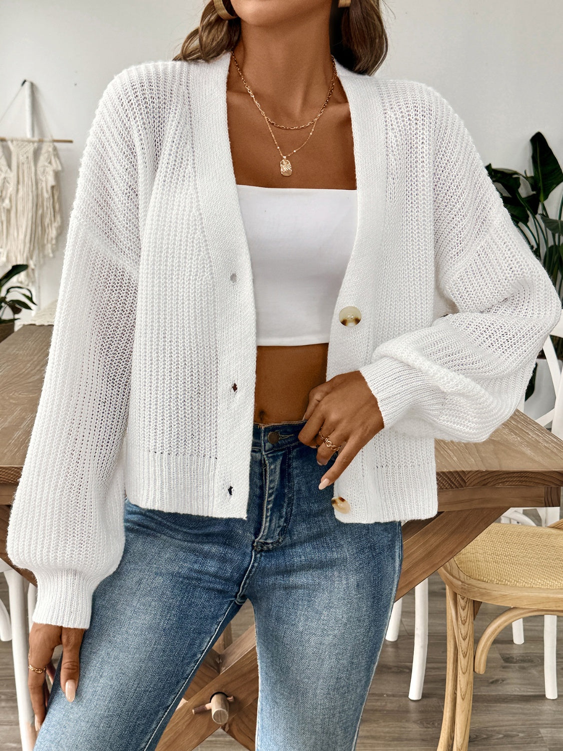 V-Neck Button Up Cardigan