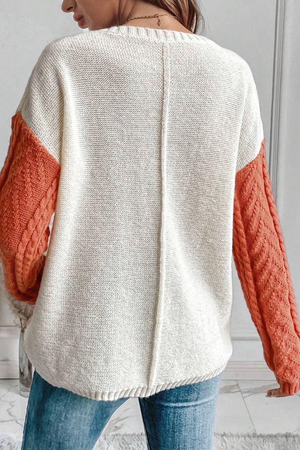 Pocketed Color Block Sweater