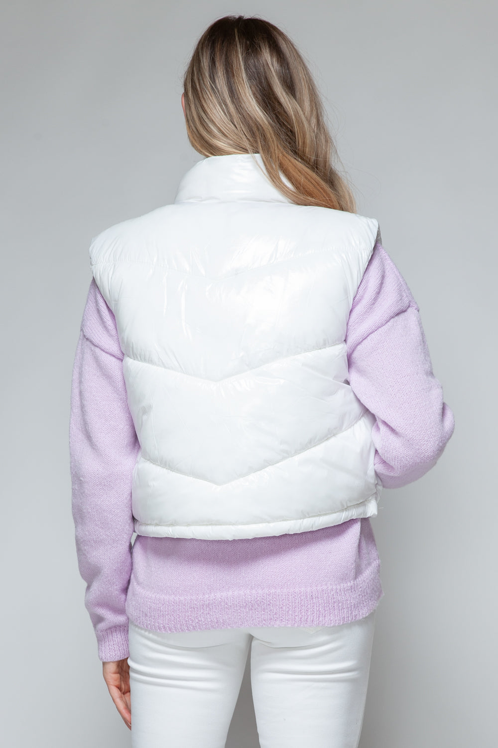 Zip Up Shiny Quilted Vest