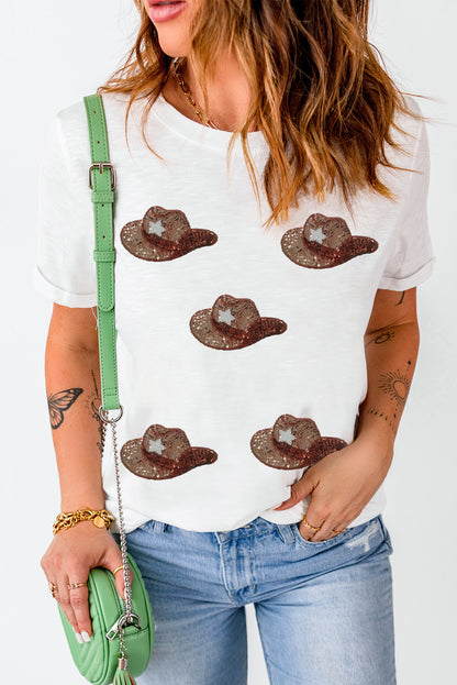 Sequin Cowboy Hat Graphic Tee