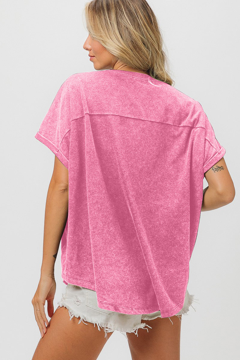 Sequin Baseball T-Shirt in Pink