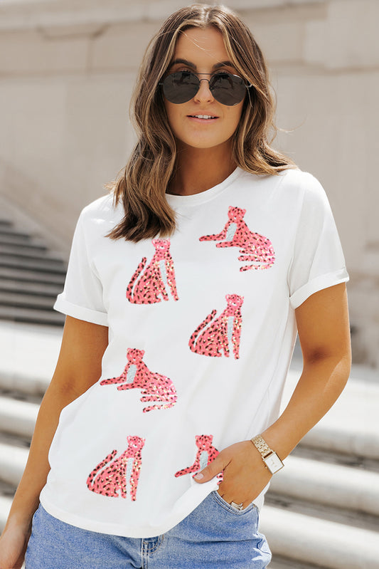 Sequin Leopard Graphic Tee