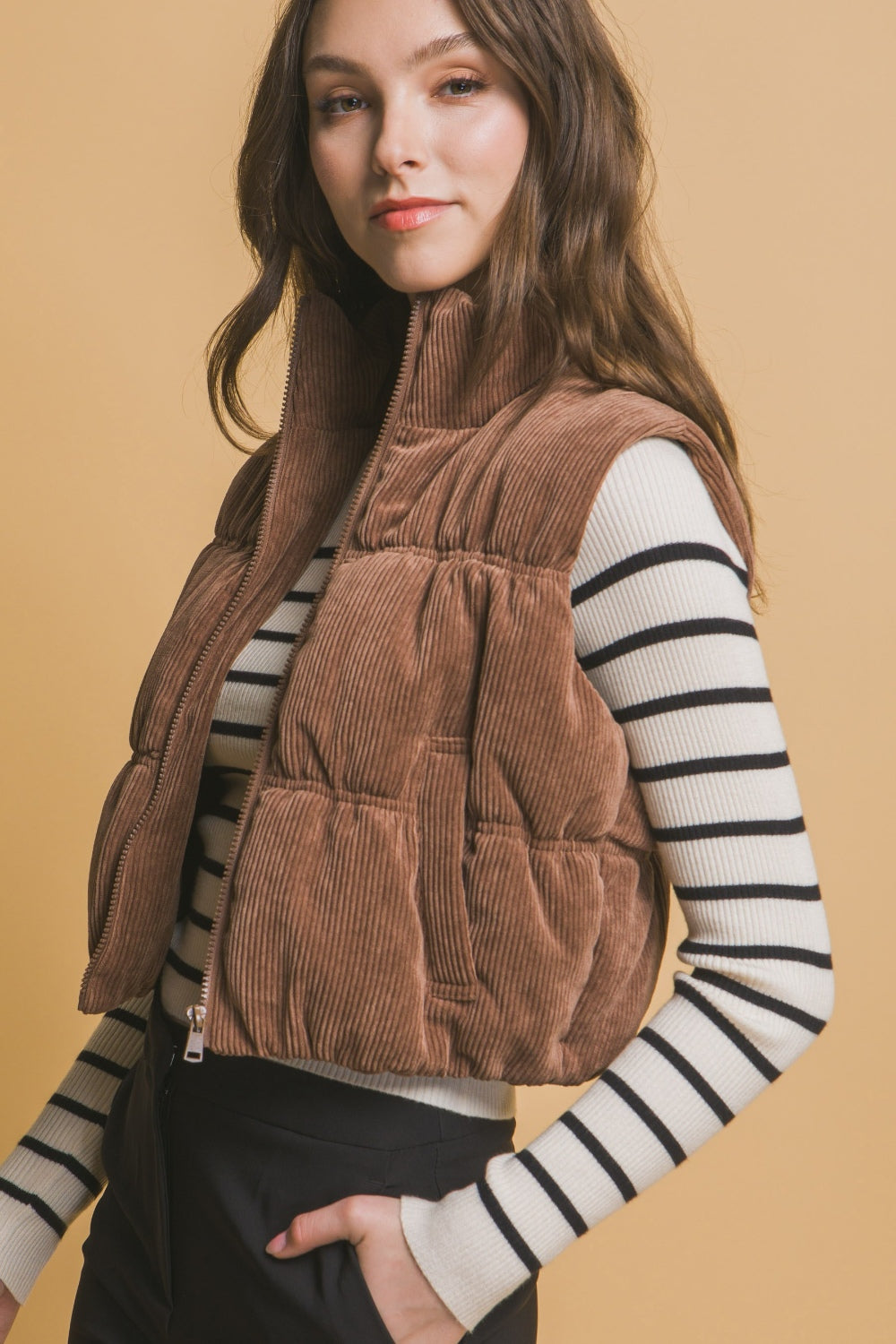 Cocoa Corduroy Puffer Vest