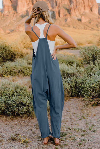 Sleeveless V-Neck Pocketed Jumpsuit