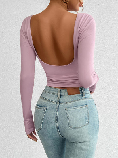 Backless Long Sleeve Top