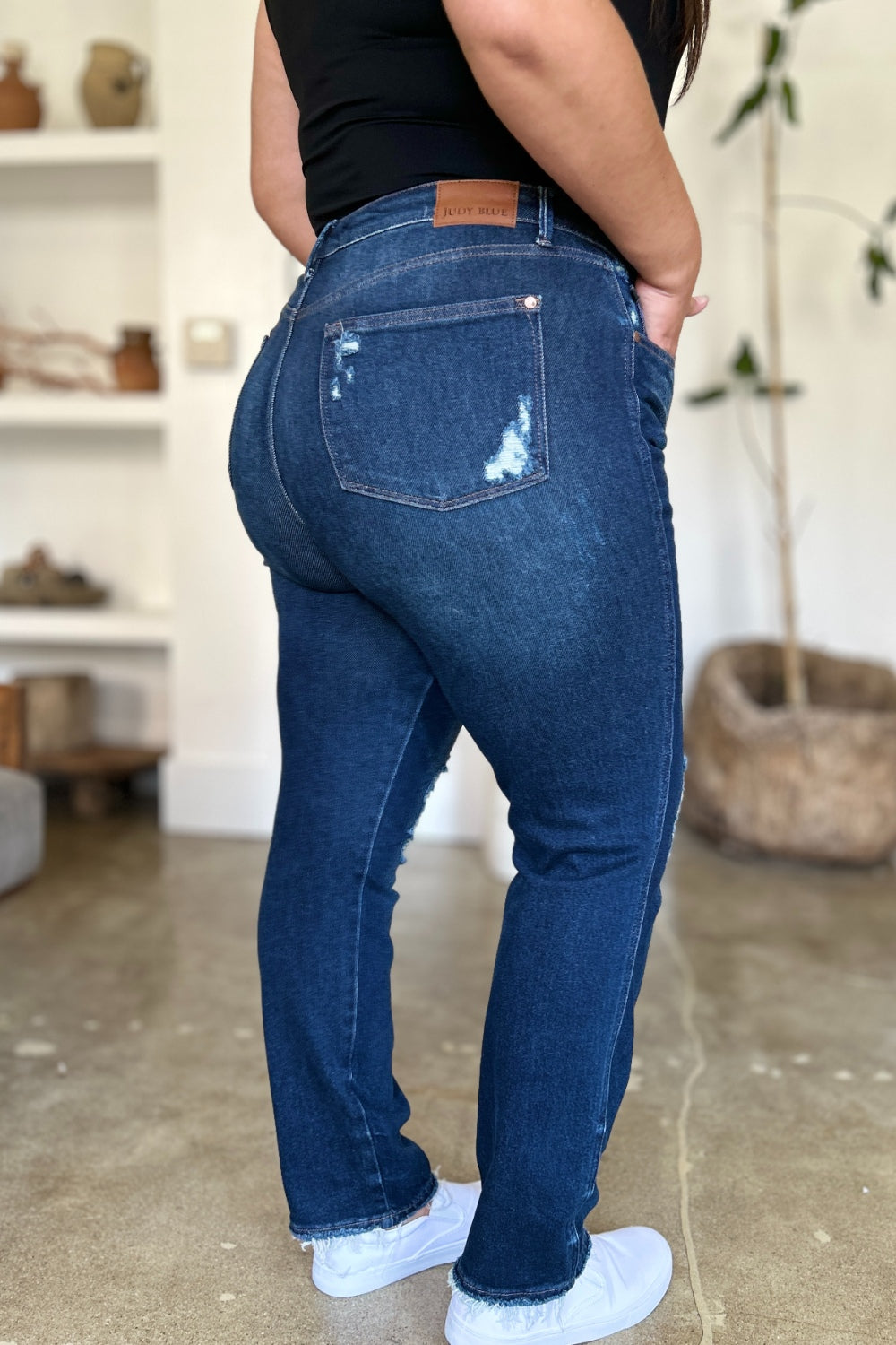 Judy Blue Rigid Magic Heavy Destroy Straight Jeans
