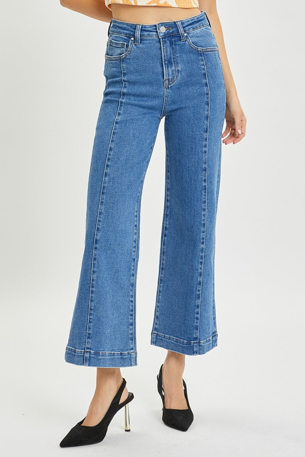 Risen Middle Seam Wide Leg Jeans