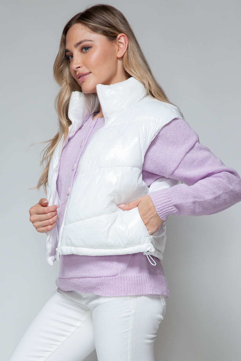 Zip Up Shiny Quilted Vest