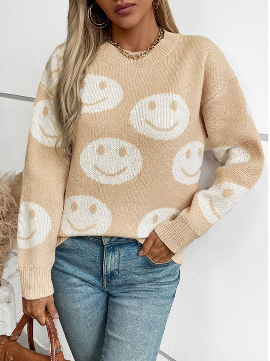 Smiley Face Pattern Sweater