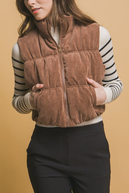 Cocoa Corduroy Puffer Vest