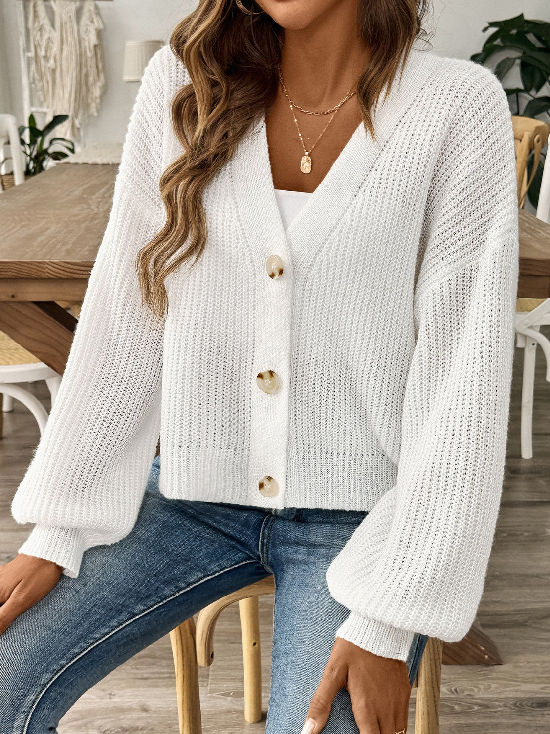 V-Neck Button Up Cardigan