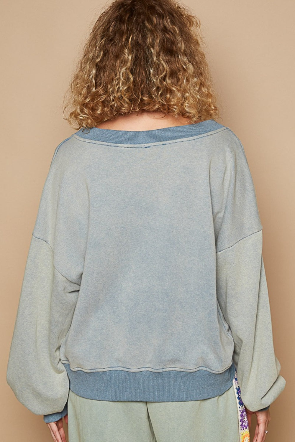 Dusty Blue V-Cutout Sweatshirt