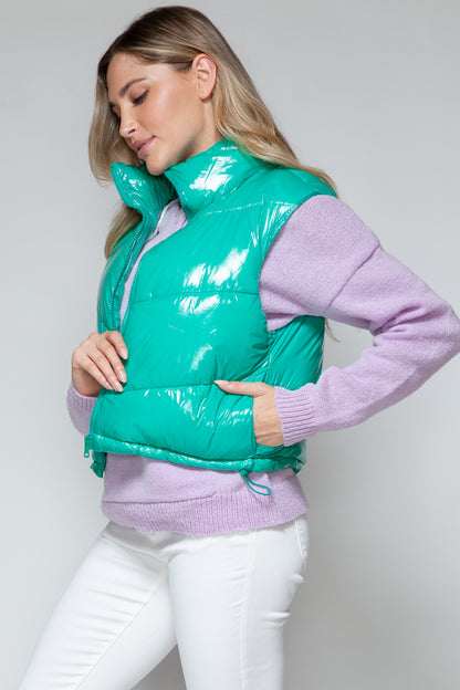 Teal Shiny Quilted Vest