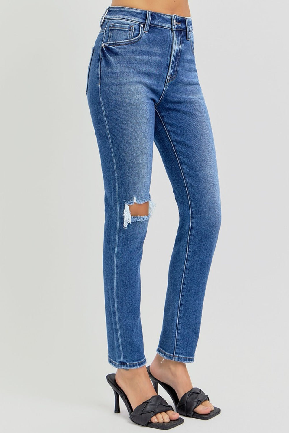 Risen Ankle Skinny Knee Distressed Jeans
