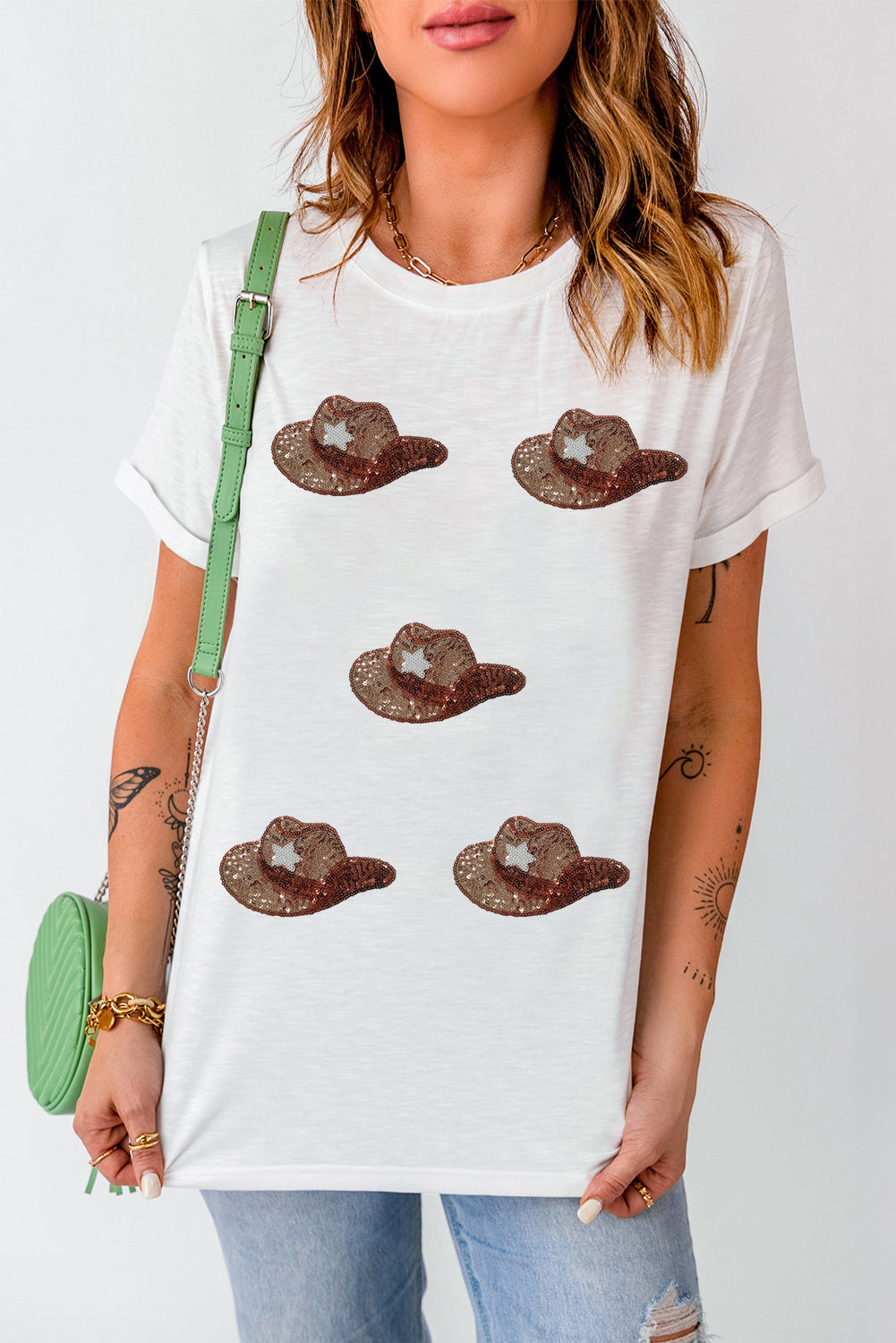 Sequin Cowboy Hat Graphic Tee