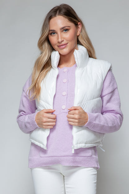 Zip Up Shiny Quilted Vest