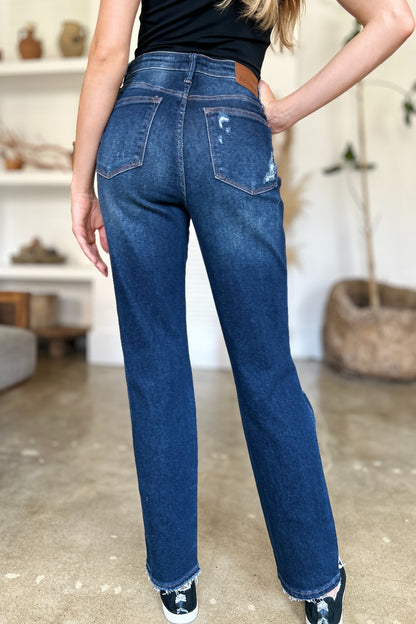 Judy Blue Rigid Magic Heavy Destroy Straight Jeans