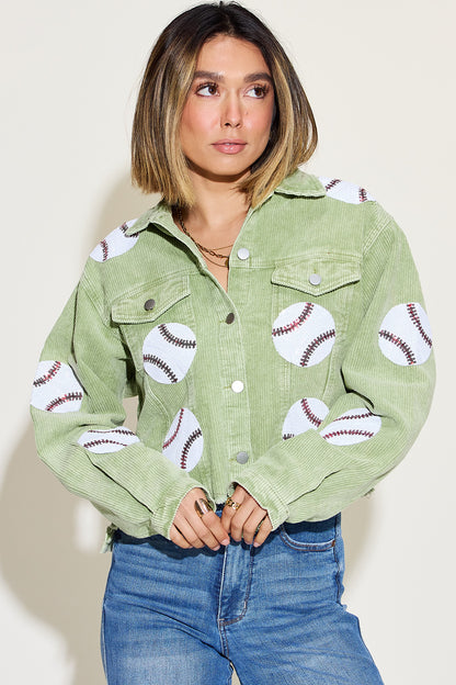 Baseball Sequin Corduroy Jacket