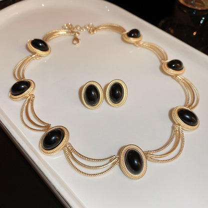 Oval Gemstone Necklace