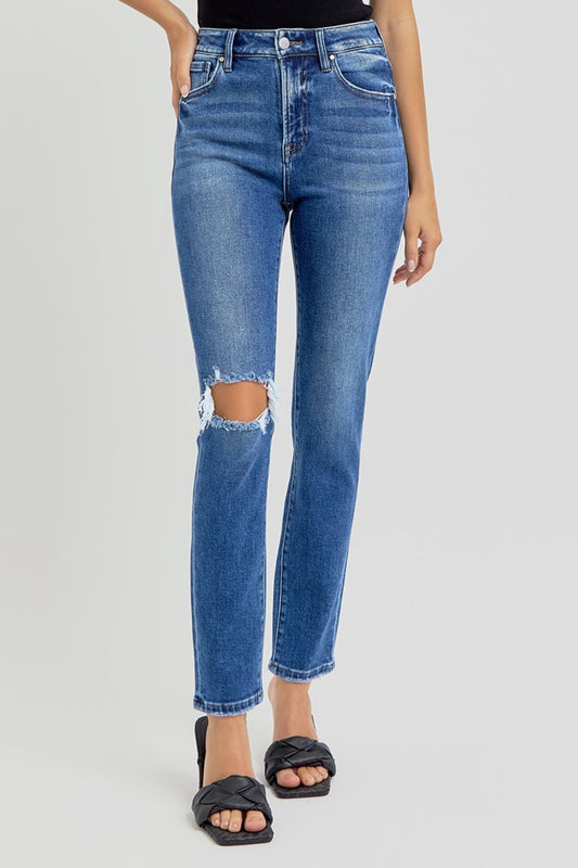 Risen Ankle Skinny Knee Distressed Jeans