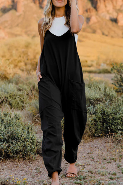 Sleeveless V-Neck Pocketed Jumpsuit