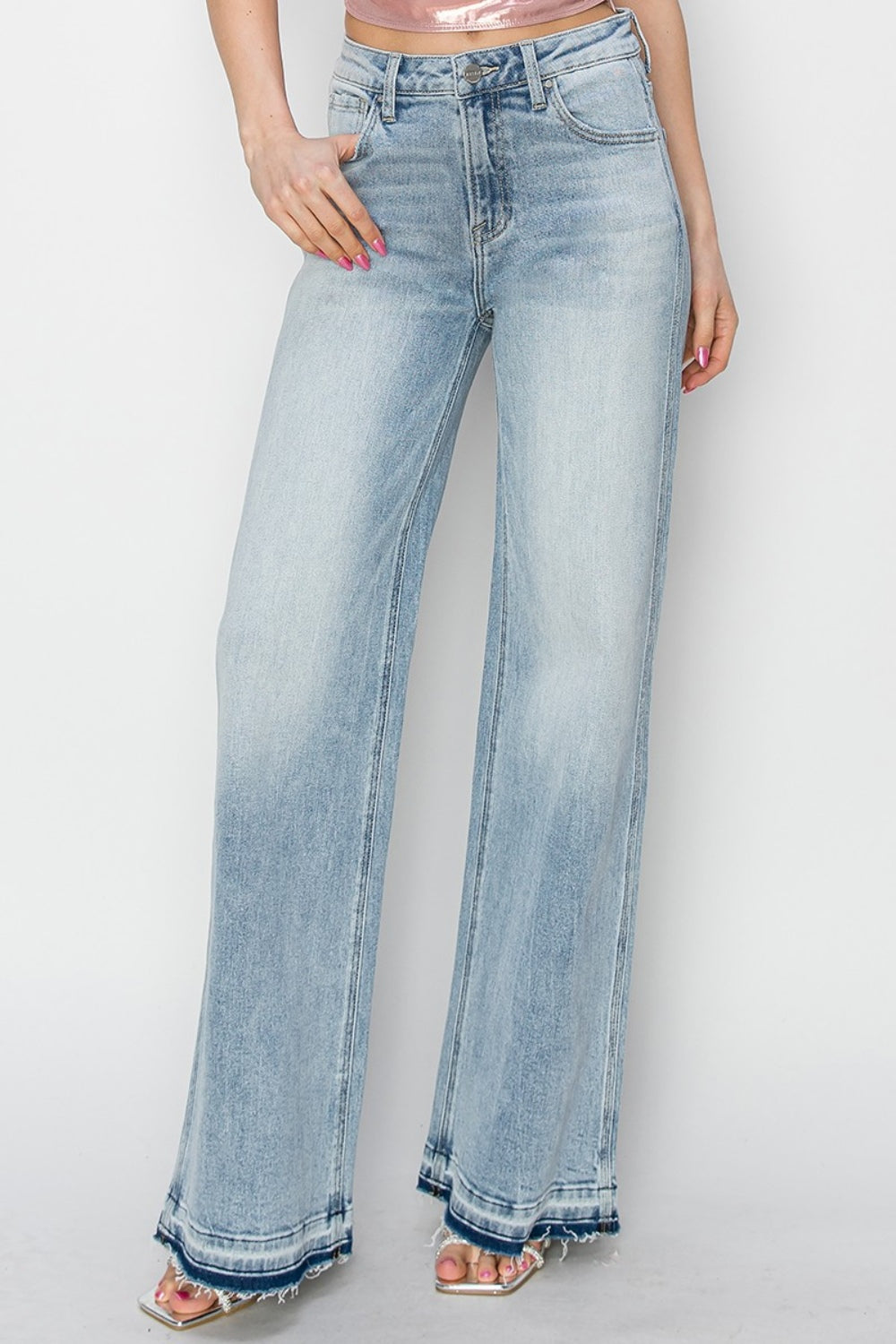 Risen High Rise Wide Leg Jeans