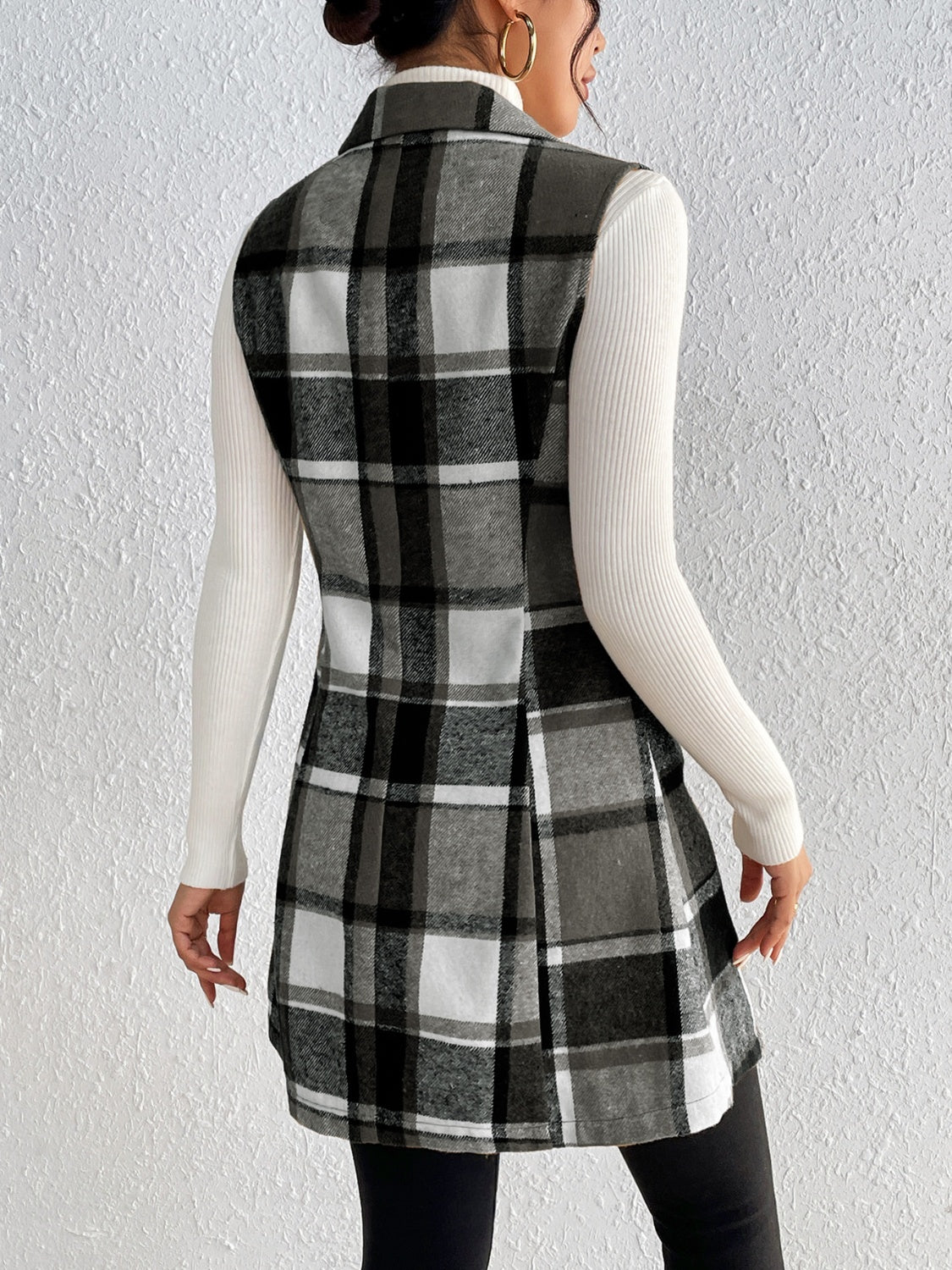 Honey Plaid Long Vest