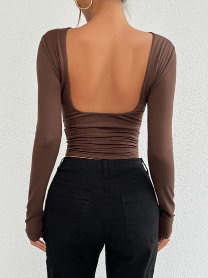 Backless Long Sleeve Top