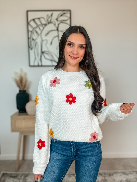 Crochet Flower Sweater