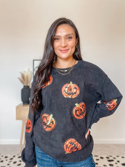 Sequin Pumpkin Sweatshirt