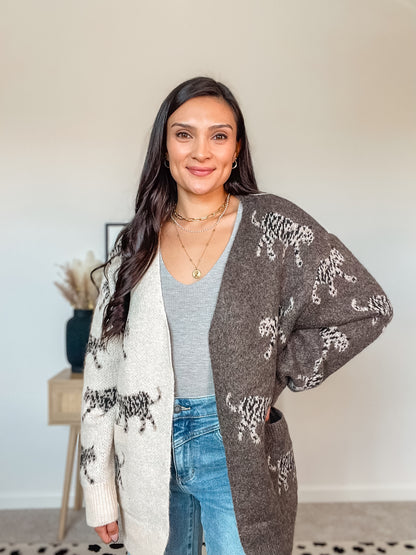 Two Toned Leopard Cardigan