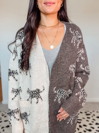 Two Toned Leopard Cardigan