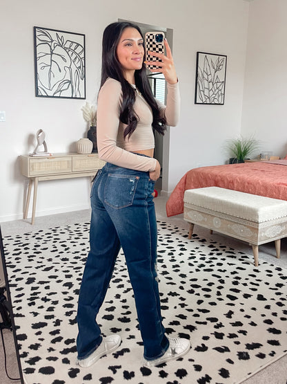 Judy Blue Rigid Magic Heavy Destroy Straight Jeans