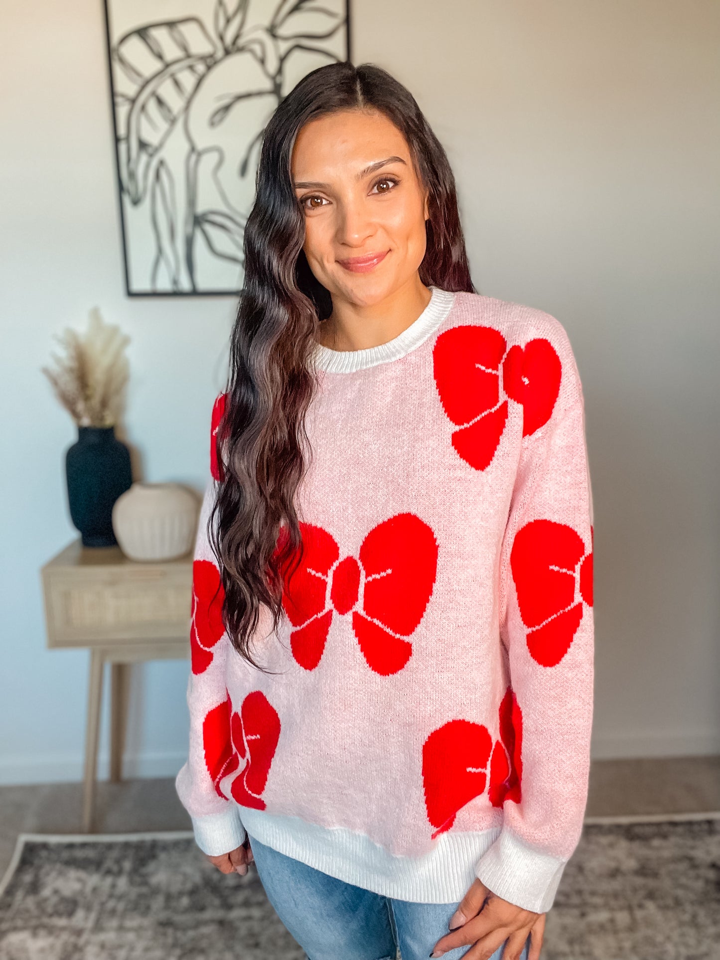 Hello Bow Pattern Sweater